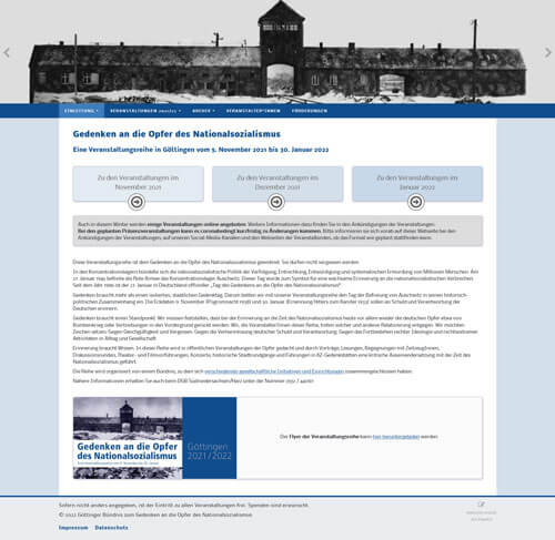 Screenshot der Internetseite „Gedenken an die Opfer des National­sozialismus”
